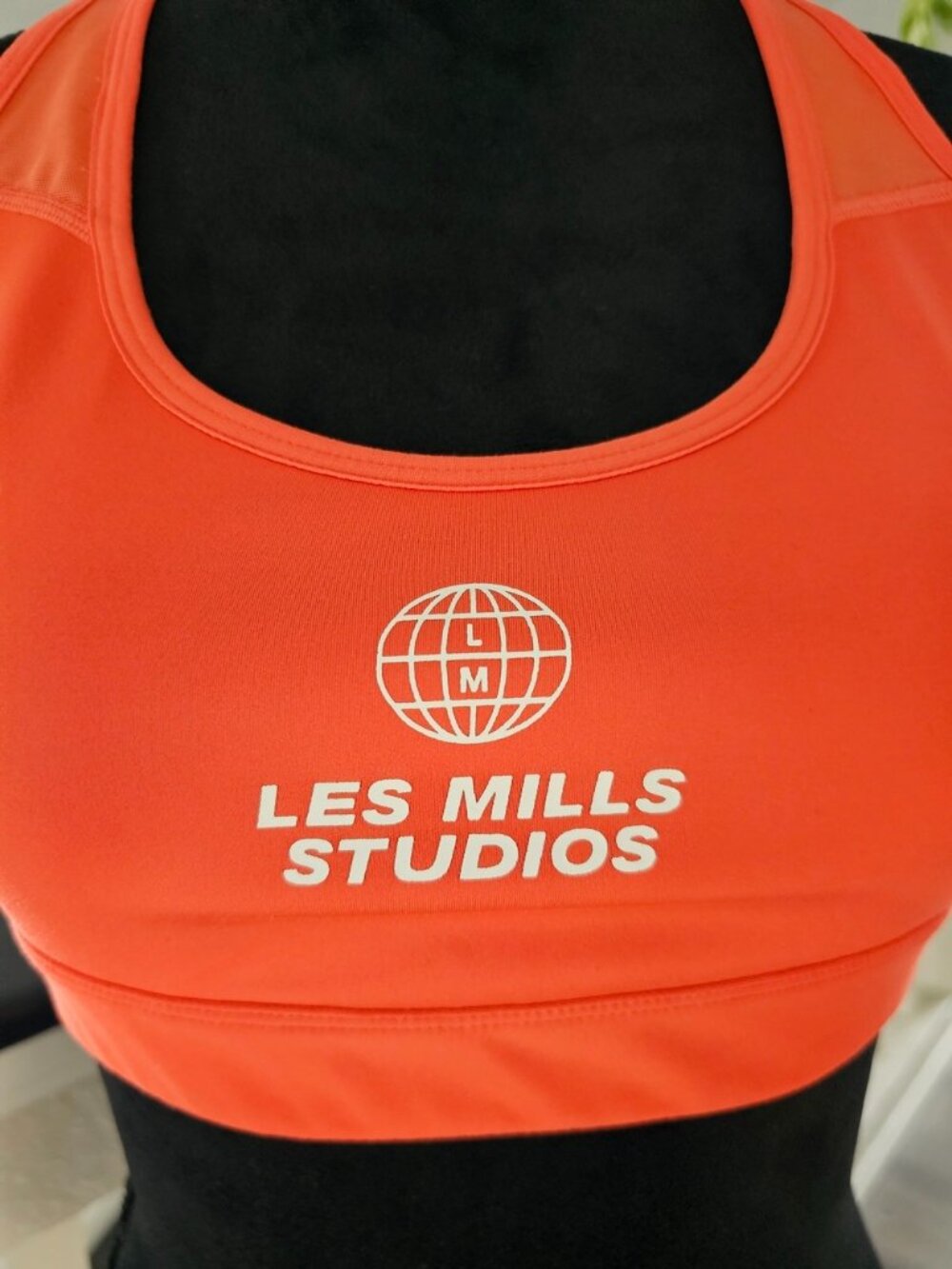 Reebok Les Mills Studios Neon Orange Racerback Sports Bra Size Small - Picture 3 of 3